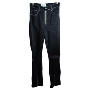 Reformation Tobi Zip Front Jeans Womens 28 Black High Rise Ankle Zipper